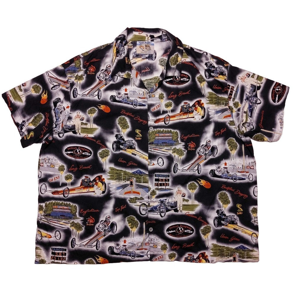 Vintage MATT RIDER Laguna Beach Hawaiian‎ Shirt Drag Racing Don Prudhomme 3XL